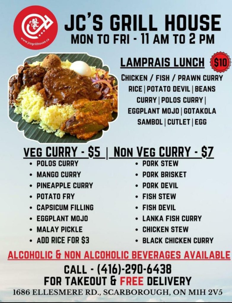 Menus JCs Grillhouse